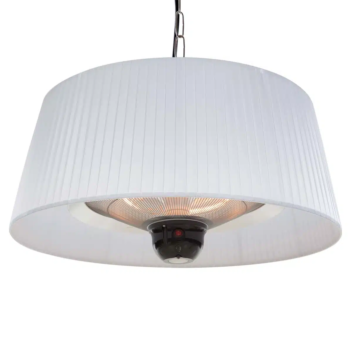 Sunred Artix Hanging White 1800 W piekarināmais infrasarkanais terases sildītājs ar LED apgaismojumu