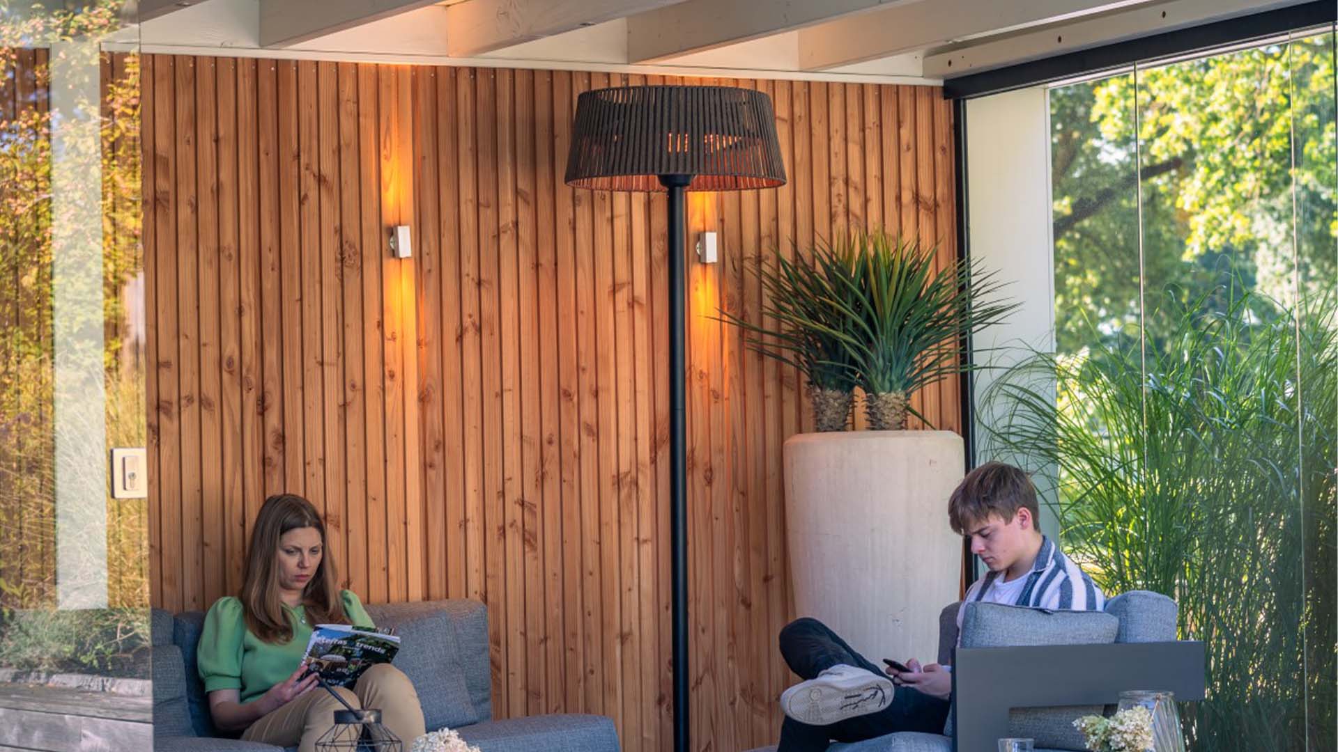Artix Corda 2100W stāvējošs terases sildītājs ar Olefīna pārsegu